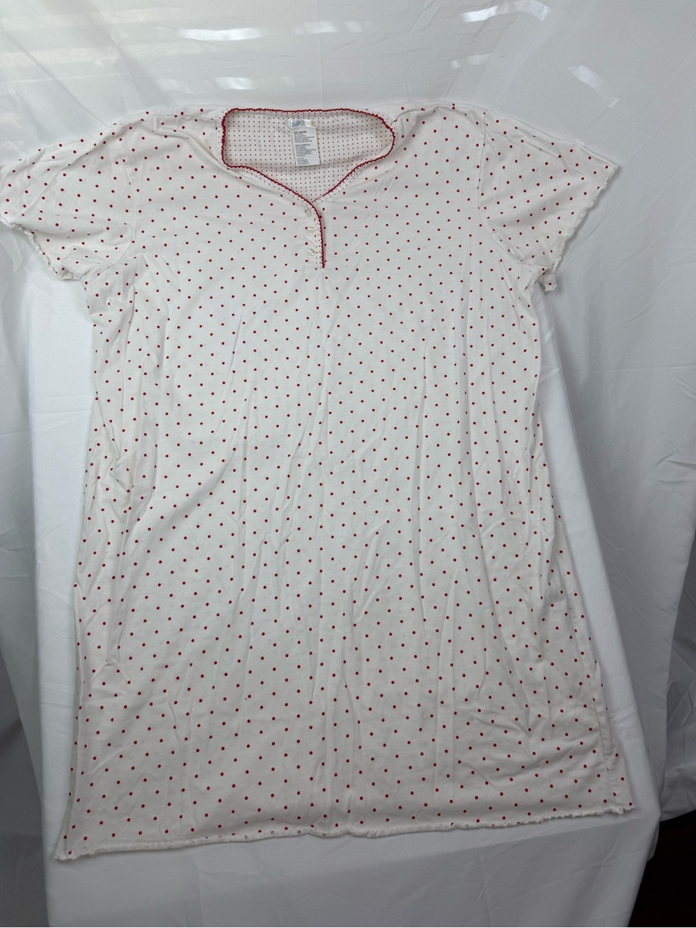 Women’s White Sleep Tunic with Red Polka Dots